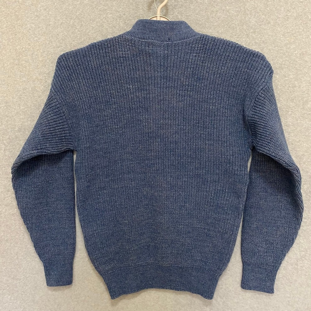 LL BEAN Vintage Mens Large Blue High Trek Yarn Wool Blend Henley Sweater 90s USA - Picture 2 of 6